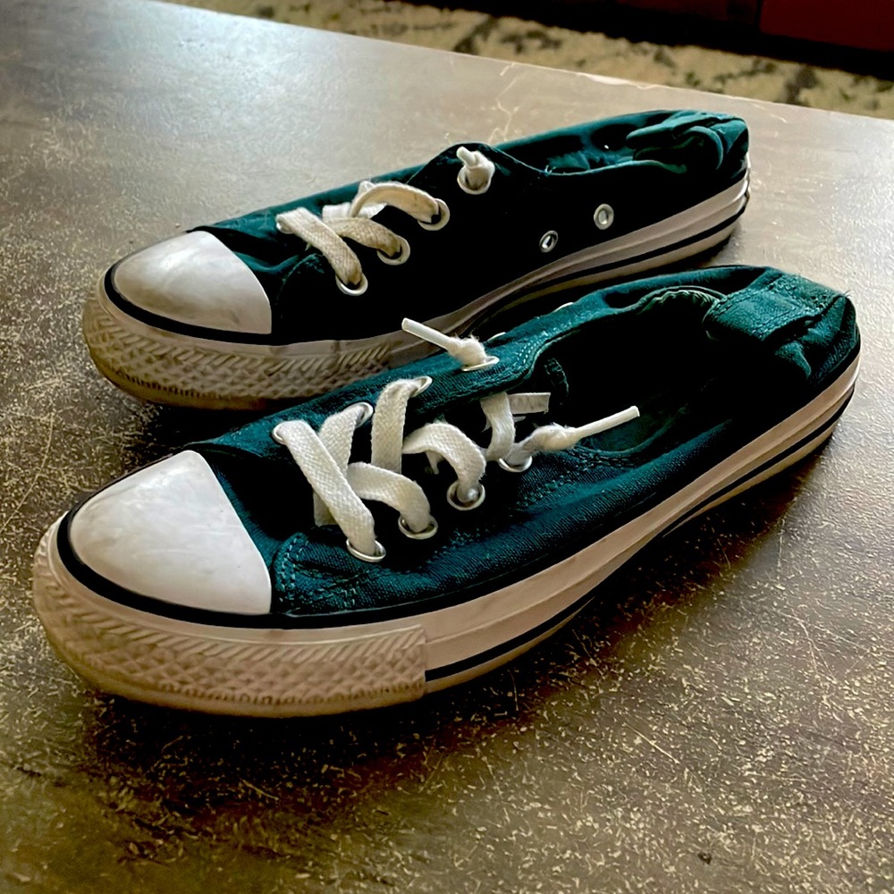 Teal Converse slip on